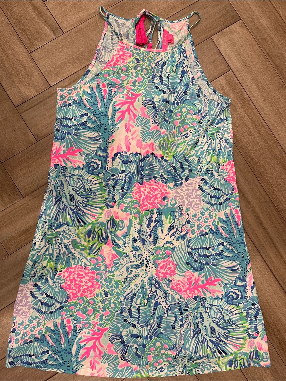 Lilly Pulitzer Pink, Blue & Aqua Floral Tassel Tank